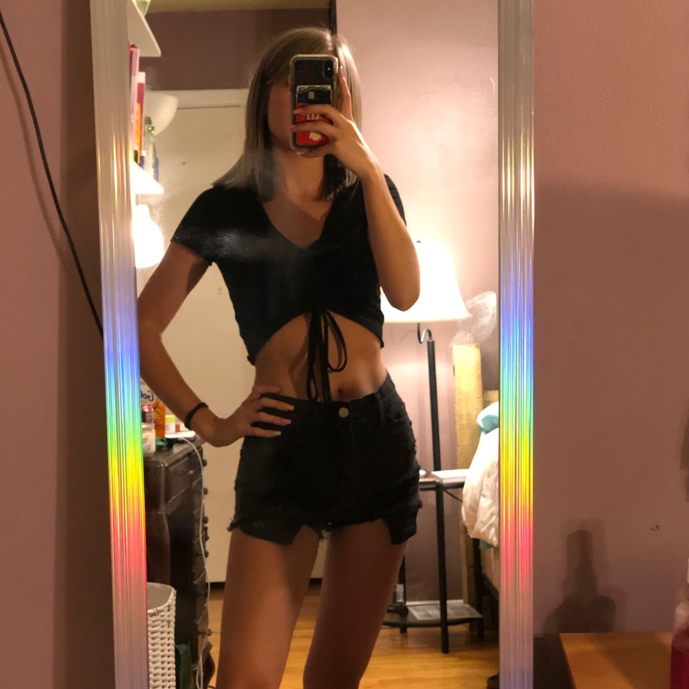 Black distressed high waisted hollister shorts